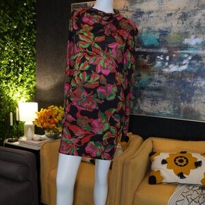 Zara Black and Red Floral Mini Dress